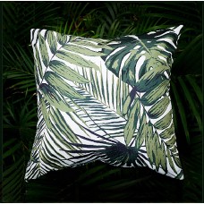 One Dark Green Tropical Jungle Zipper Pillow Cover Leaves Outdoor Pillow Dark Green Banana leaf 18x18 Lumbar Martinique Pillow cover 256