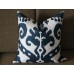 Blue Ikat Pillow - Blue Beige Navy Ikat Pillow Cover - Decorative Throw Pillow - Cobalt Blue Pillow 269