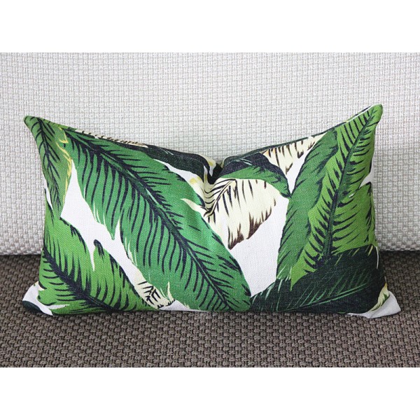 One Tropical Banana Palm Pillow Cover Leaves Outdoor Pillow Dark Green 12x20 20x20 22x22 Lumbar Hawaiian Green Zipper Pillow cover 273