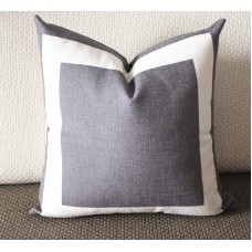 10 colors gray Cotton Canvas Decorative Throw Pillow Cover with Off White Grosgrain - Cushion Covers-Geometric-18x18,20x20,22x22 339