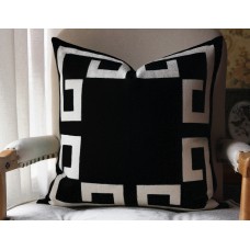 11 colors Black Greek Key Pillow Cover Decorative Throw Pillow Cover with Off White Grosgrain-Cushion Covers-Geometric-18x18,20x20,22x22 451