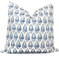 Light Blue and White Block Print Decorative Pillow Cover, 18x18, 20x20, 22x22, 24x24, 26x26, lumbar pillow Lacefield Designs Agave 466