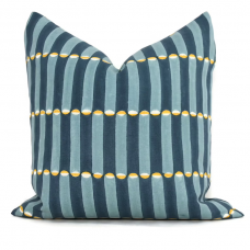 blue wood block Molly Mahon Decorative Pillow Cover 18x18, 20x20, 22x22, Eurosham or lumbar wood block print Schumacher luna 475