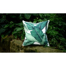 One Dark Green Tropical Jungle Zipper Pillow Cover Leaves Outdoor Pillow Dark Green Banana leaf 18x18 Lumbar Martinique Pillow cover 253