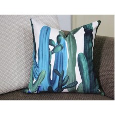 One Dark Green Tropical Jungle Zipper Pillow Cover Leaves Outdoor Pillow Dark Green Cactus leaf  Lumbar Martinique Pillow cover 254
