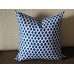 Blue White Ikat Indigo Designer Pillow -Modern Pillow - Dark Blue Decorative Pillow - Block Print Pillow - Blue and White Pillow Cover 265