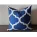10 colors Blue and White Tile Pillow, Modern Decorative Pillow Cover, (16x16, 18x18, 20x20, 22x22, 24x24), Perfect Modern Pillow 329