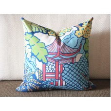 Designer cotton linen Pillow -PAGODA upholstery Pillow -Dorothy Draper- Lilly Pulitzer, green Pillow - Throw Pillow 366
