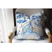 Designer cotton linen Pillow - blue tree and hourse Pattern, blue Pillow - Throw Pillow 443