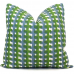 Christopher Farr Green Blue Cremaillere Decorative Pillow Covers 18x18, 20x20 or 22x22, 24x24, 26x26 or lumbar pillow Raoul Dufy, blue plaid 468