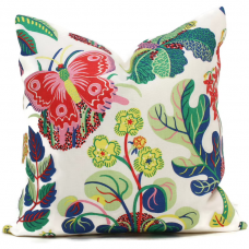 OUTDOOR Decorative Pillow Cover Exotic Butterfly in Spring 18x18, 20x20, 22x22, 24x24, Eurosham, Lumbar Pillow, Floral pillow, Josef Frank 490