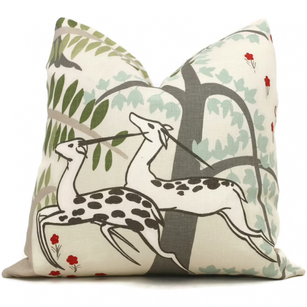 Jade Schumacher Antelopes Decorative Pillow Covers 18x18, 20x20 or 22x22, 24x24, 26x26 or lumbar pillow, Paul Poiret 491