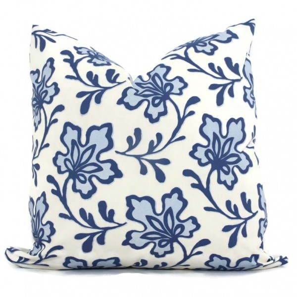 Decorative Pillow Cover Sister Parish in Blue Palmetto Pillow cover, Toss Pillow, Accent Pillow, Throw Pillow, floral pillow cover. 500