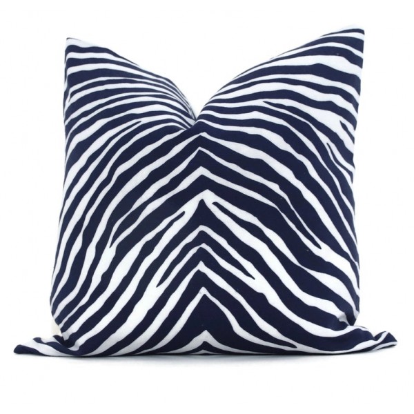 Schumacher Iconic Zebra in Blue Decorative Pillow Cover, 20x20 pillow Toss Pillow, Accent Pillow, Throw Pillow  505