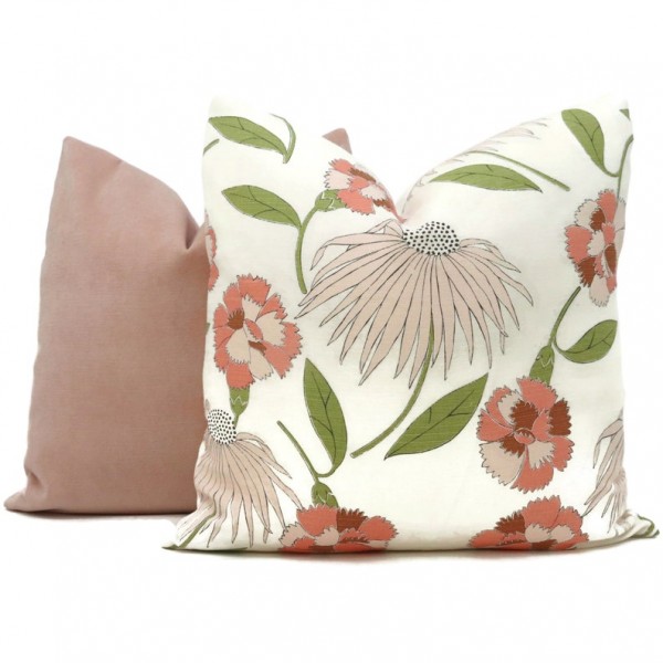 Celerie Kemble Bouquet Toss Blush Decorative Pillow Cover 20x20 throw pillow, accent pillow, fawn pink cushion cover 507